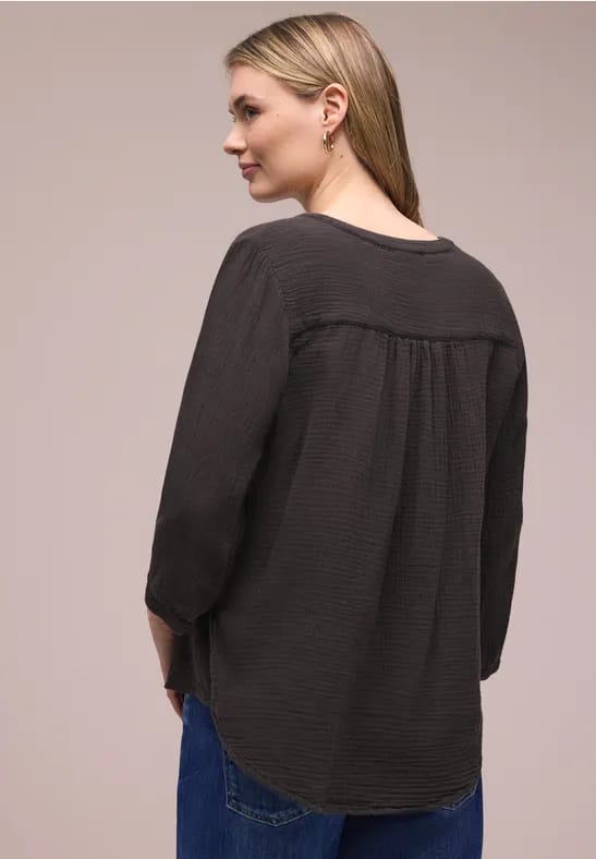 3/4-mouwen blouse in mousseline kwaliteit