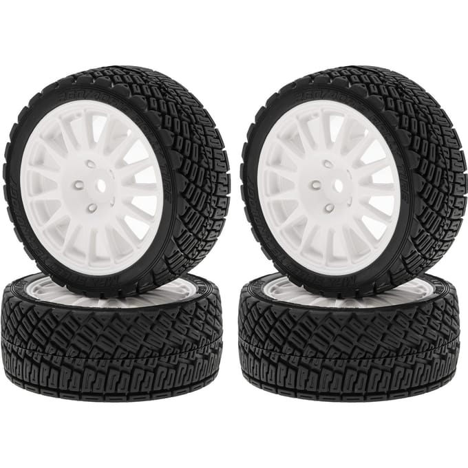 Pneus de voiture de course télécommandés, 68x45x27mm, remplacement de pneus de route pour Tamiya TT01 TT02 XV01, 4 pièces blanc