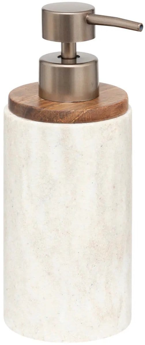 5Five Zeeppompje/dispenser Como Marble - kunststeen - wit - 7 x 19 cm - 300 ml - badkamer/keuken accessoires