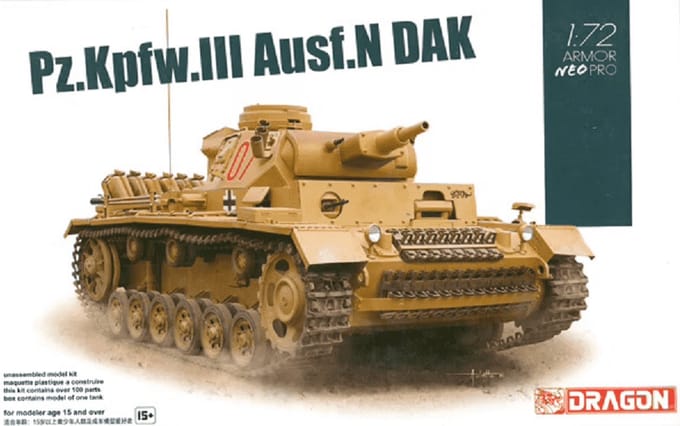 Dragon Modelbouwpakket Militaire voertuigen - 7634 Pz.Kpfw.III Ausf.N DAK - Armor Neo Pro Plastic - 1:72 - Modelbouw