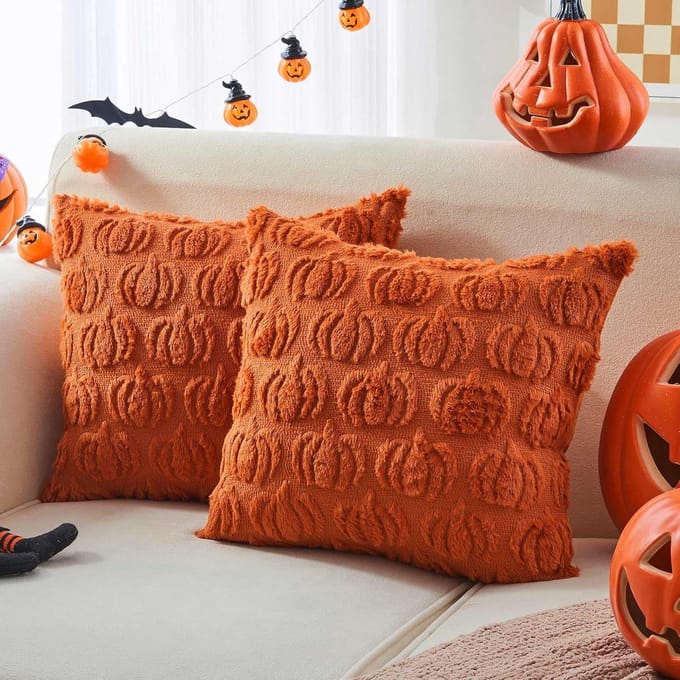 Set van 2 Halloween Kussenslopen met Pompoen en Spook Design (45x45 cm)