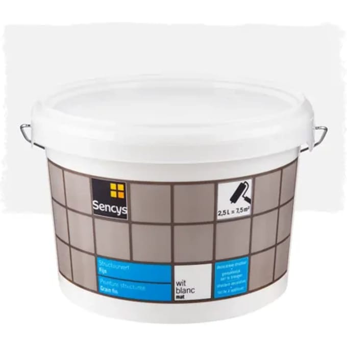 Sencys Structuurverf Fijn Mat Wit 2,5l
