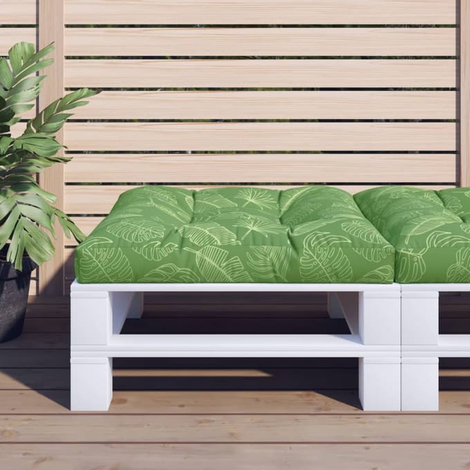 vidaXL - Palletkussen - bladpatroon - 80x80x12 - cm - stof