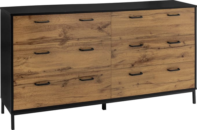 Rocco-Commode 2x3 laden Zwart Eiken