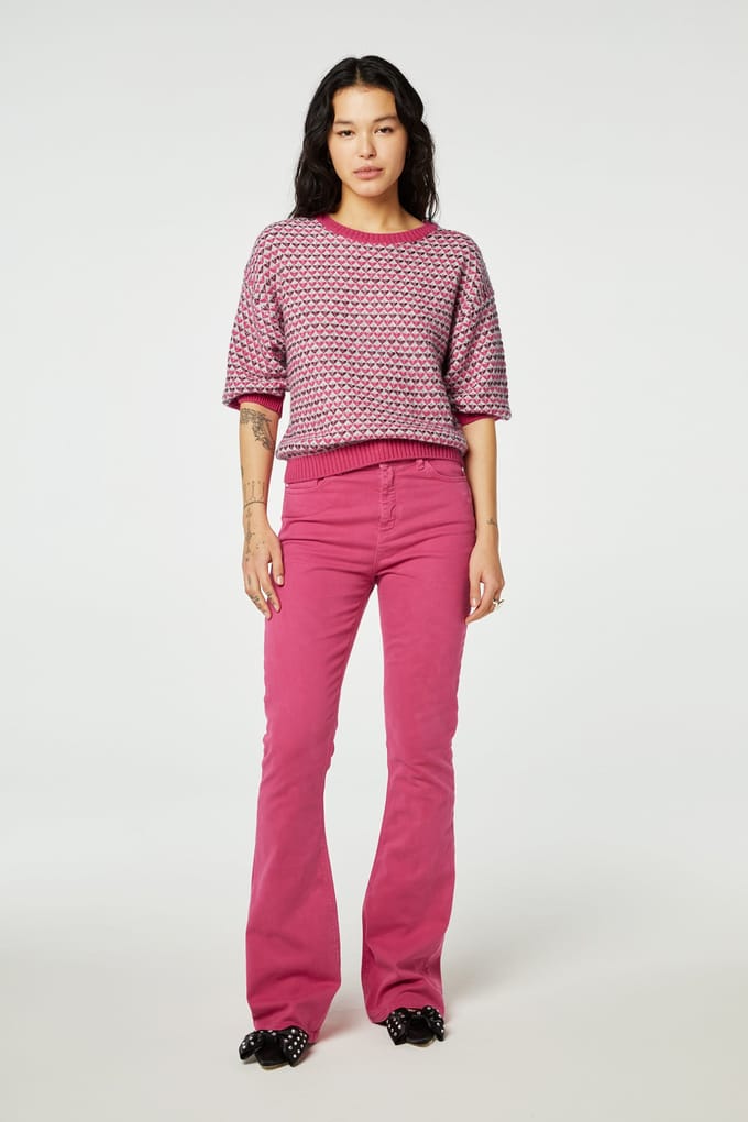 Fabienne Chapot Rose Pullover Pink Candy Maat: M | Gebreide Truien Outlet | Dames | Roze