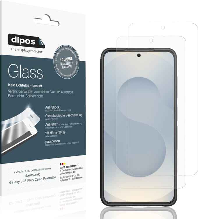 dipos – 2x Matte Pantserfolie geschikt voor Samsung Galaxy S26 Plus Case Friendly | 9H Screenprotector
