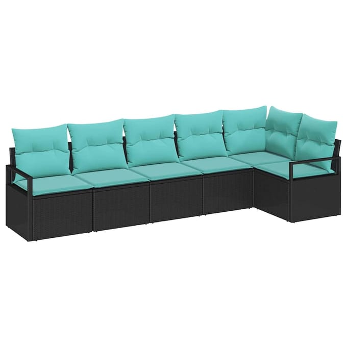 vidaXL Bankstel Zwart poly rattan