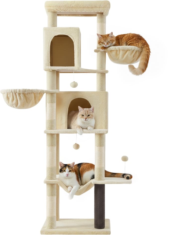 Feandrea - Krabpaal - Kattenboom - Grote - Meerdere Verdiepingen - 2 Grotten - 2 Hangmatten