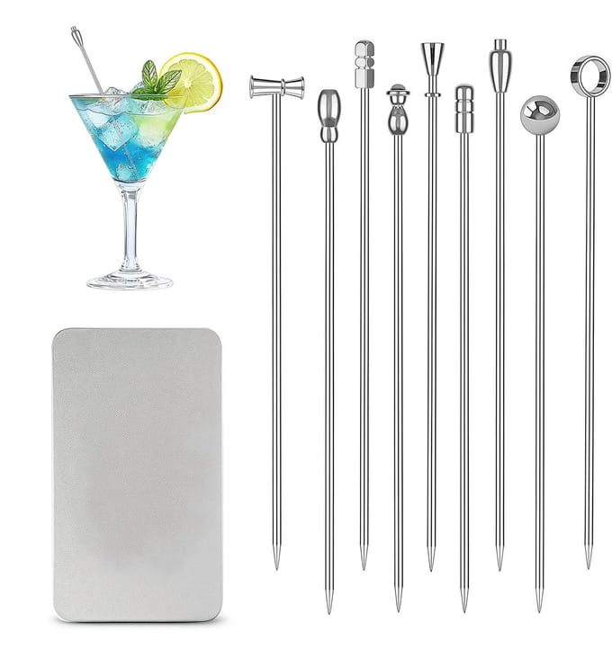 Solidchoice - Set van 9 RVS Cocktailprikkers 10.5 cm