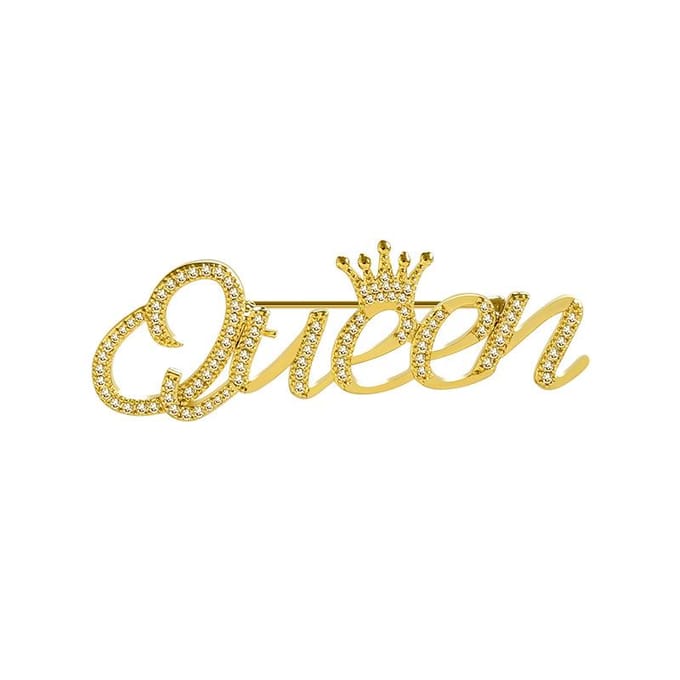 Anti-licht broche Alfabet QUEEN broche Dames high-end niche speld gray