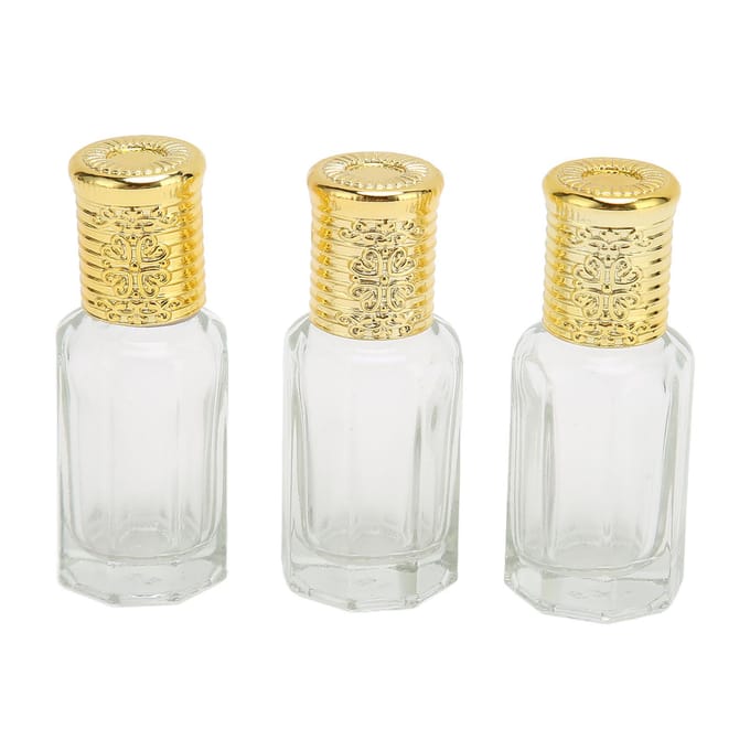 3pcs Flacon de Parfum Rechargeable 10ml Couvercle Doré Verre Transparent Récipient de Parfum Rechargeable pour beige