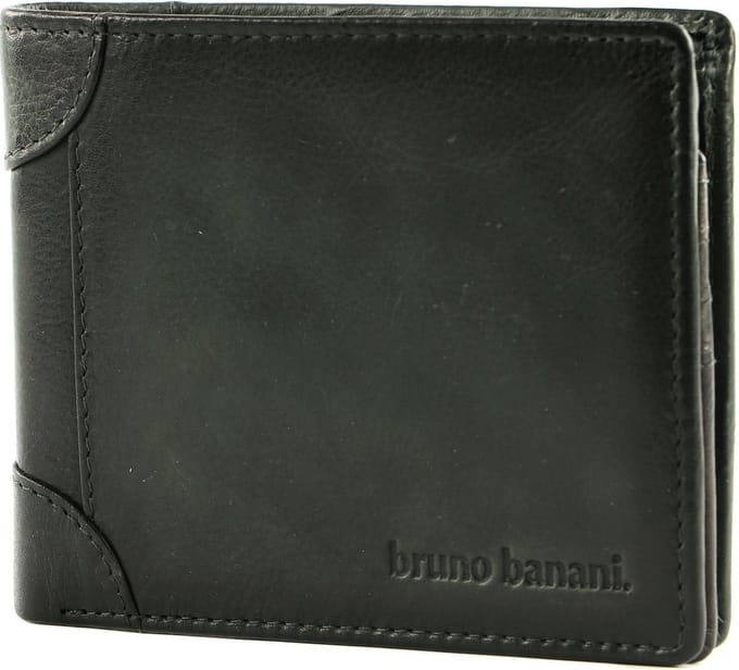 bruno banani Leren Portemonnee Wallet Black Zwart