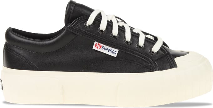 Superga 631 Stripe Platform Vegan Leather Zwart Dames Maat 36