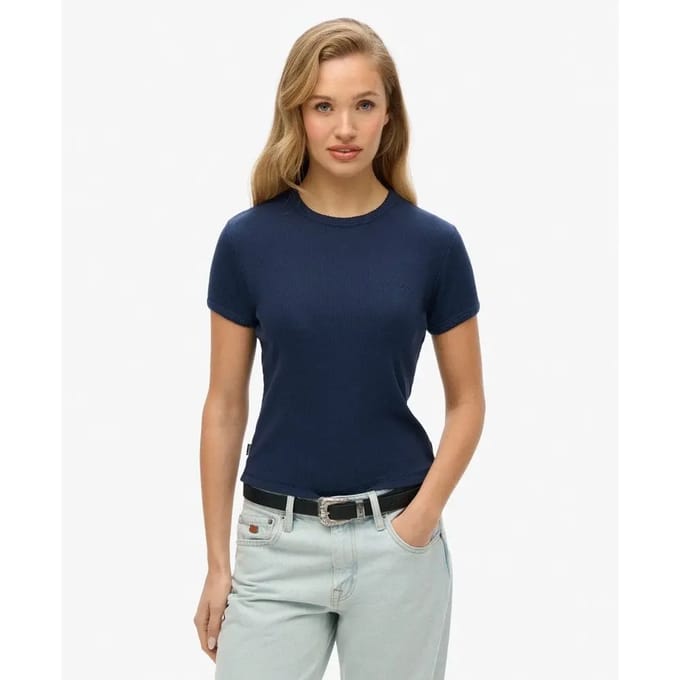 Geribbelde T-shirt met logo voor vrouwen Superdry Athletic Essentials