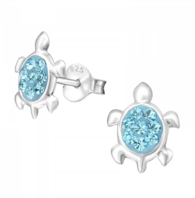La Rosa Princesa Zeeschildpad Oorknoppen Zilver | Blauw - Schildpad
