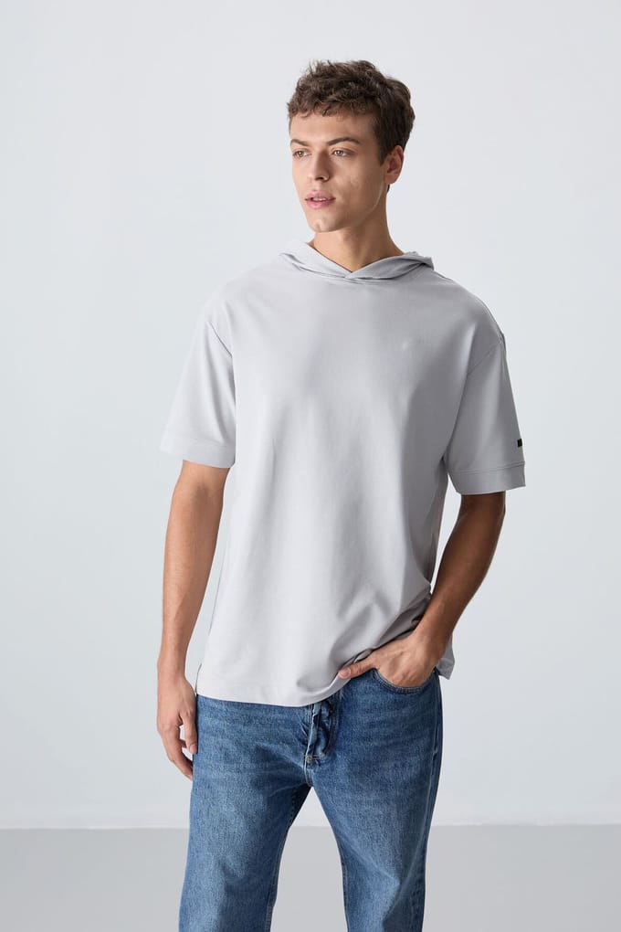 Overmaatse Hooded Korte Mouwen T-Shirt