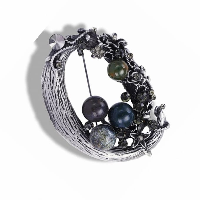 Broche-Grijs-Metaal-Speld - Charme Bijoux