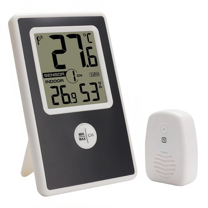 Draadloze Binnen en Buiten Thermometer Hygrometer met LCD Display