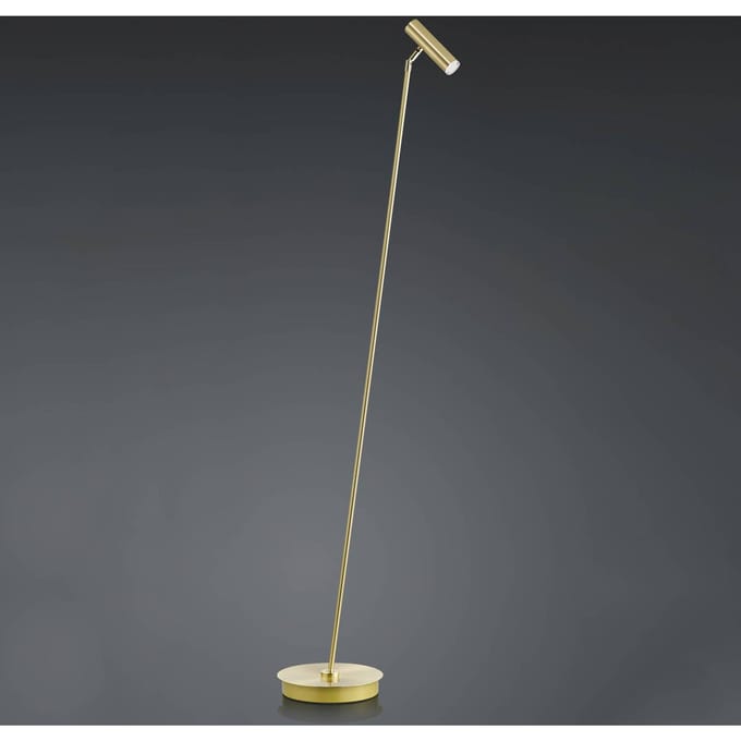 HELL LED vloerlamp Tom, dimbaar, messing
