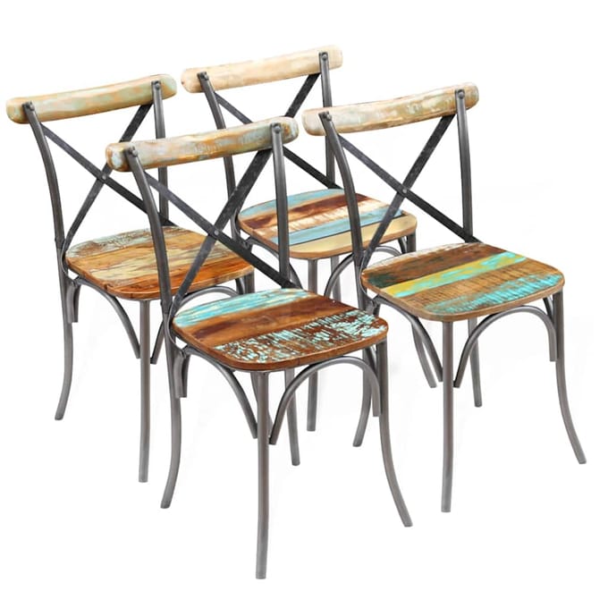 vidaXL - Eetkamerstoelen - 4 - st - massief - gerecycled - hout