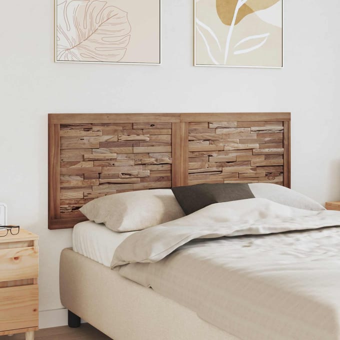 vidaXL - Bed - Hoofdbord - Naturel - Massief - Teakhout