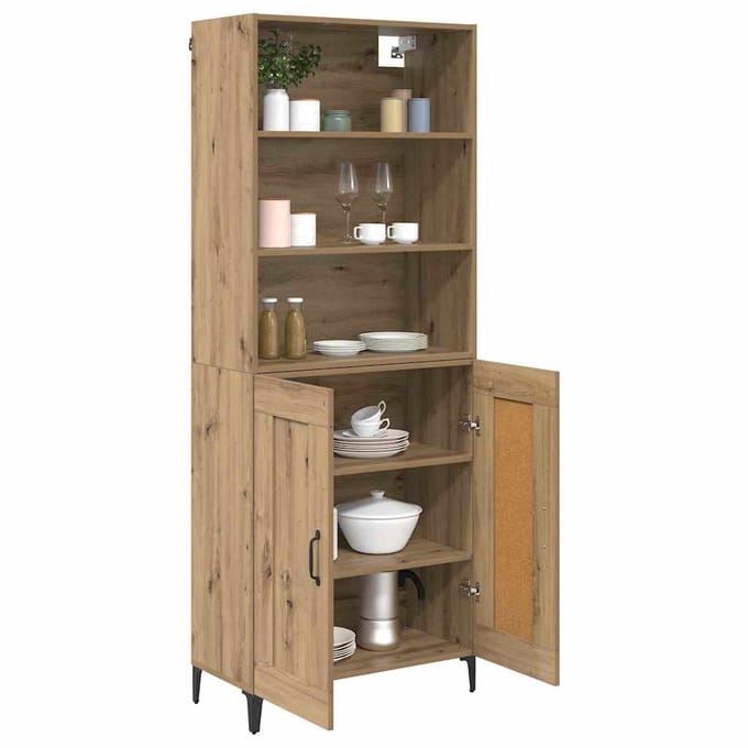 vidaXL - Highboard - 2 - st - artisanaal - eikenkleurig - 69,5 - x - 34 - x - 180 - cm