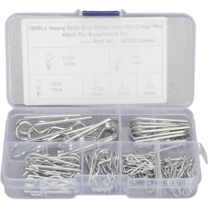 100 stuks R-clip assortimentset koolstofstalen haarspeldborgclip M1 M1.2 M1.5 M1.85 M2 M2.5 white