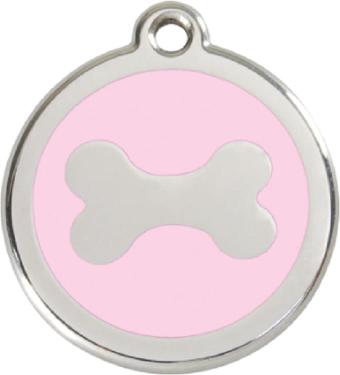 Hondenpenning-bot afdruk-groot-roze-28mm-Hondenpenning.nl