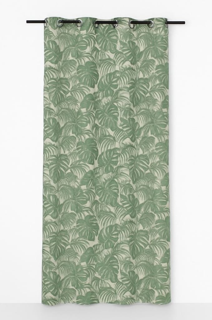 Edera voorhang gordijn Monstera groen 8 Rings 135 x 260 cm