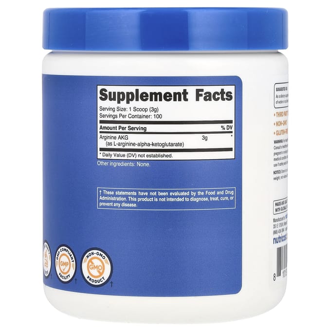Nutricost, Arginine AKG, Zonder smaak, 10.7 oz (300 g)