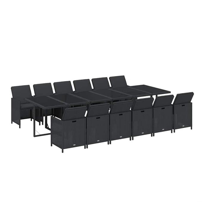 vidaXL - 13-delige - Tuinset - met - kussens - poly - rattan - zwart