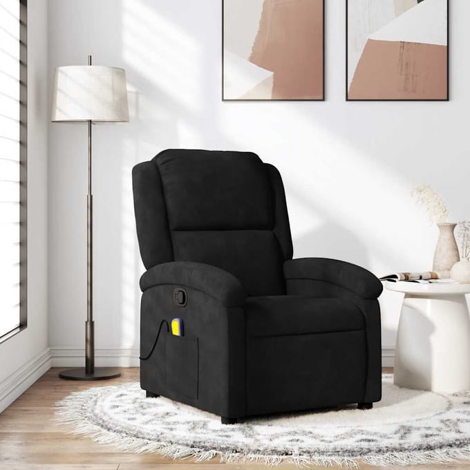 vidaXL - Massagestoel - van - zwart - fluweel