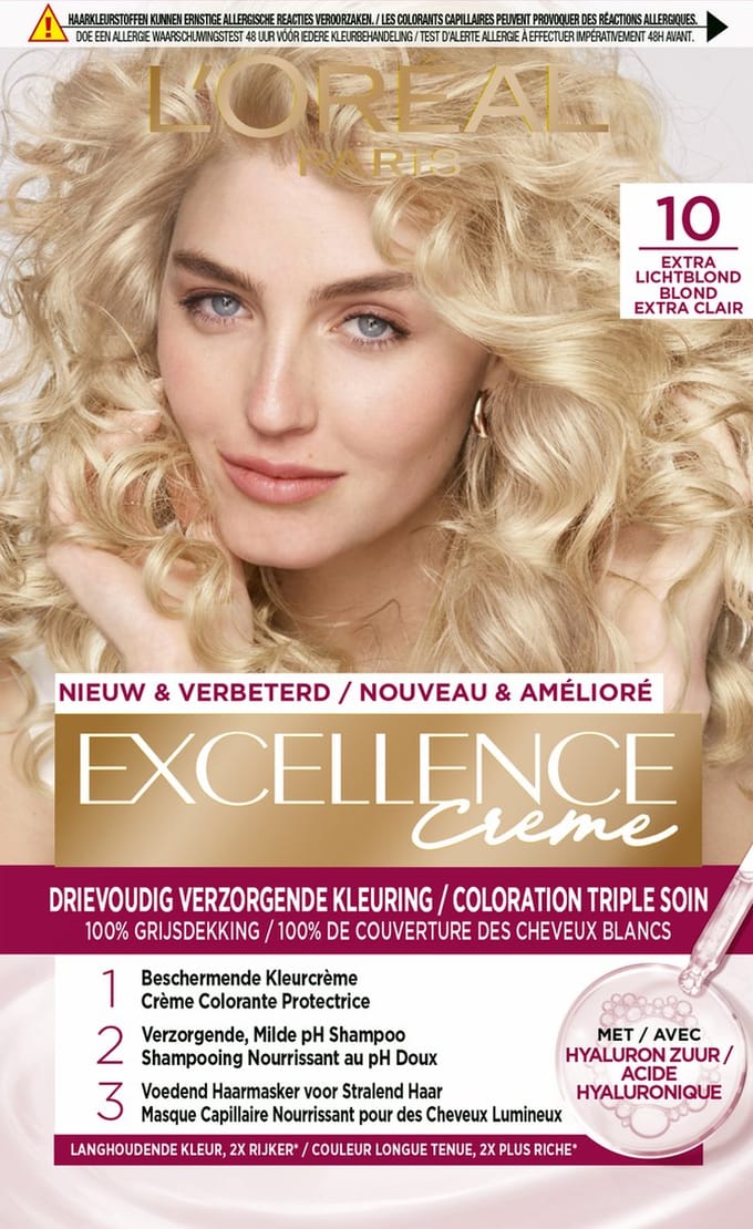 L'Oréal Paris Excellence Crème Extra Lichtblond 10 - Permanente Haarkleuring - Rijk en levendig kleurresultaat - Haarverf
