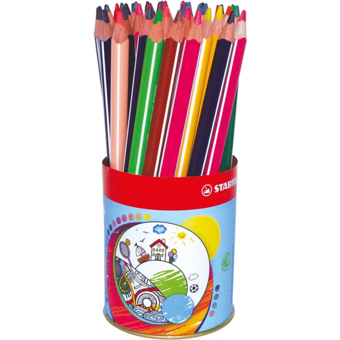 Kleurpotloden STABILO 203 Trio dik assorti classpack blik à 38 stuks