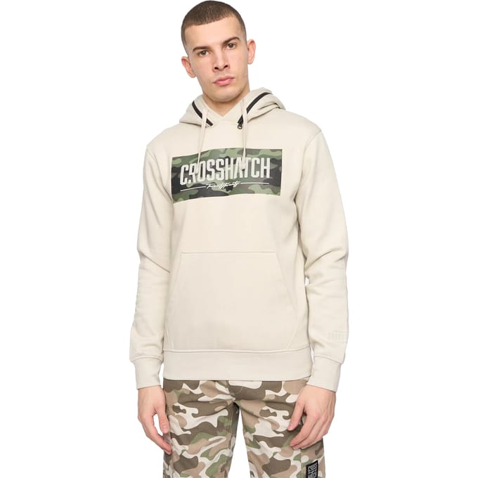 Crosshatch Heren Camtort Hoodie (Licht Steen)