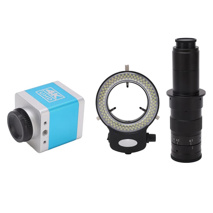 4K Microscoop Camera HD Uitgang USB Industriële Camera met 180X Lens Ringlicht 100‑240V VK Stekker