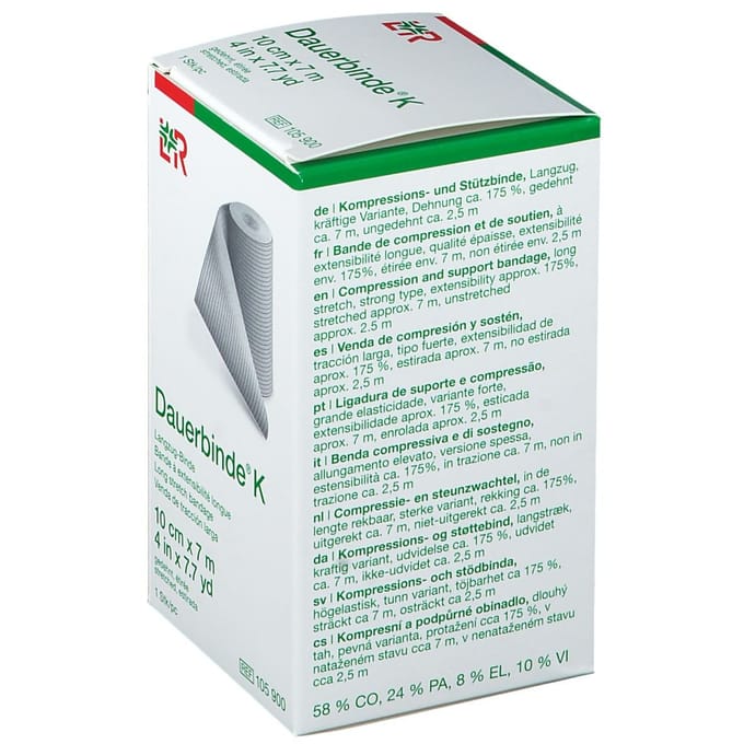Dauerbinde K elastische zwachtel 7m x 10cm 1 Stuks