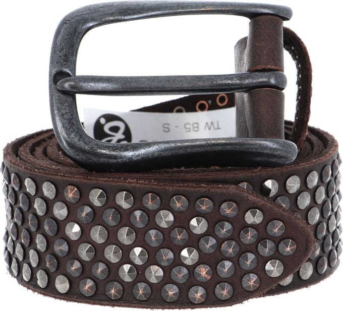 b.belt Leren Riem Zoe Black Leather Belt W105 Dark Brown Bruine