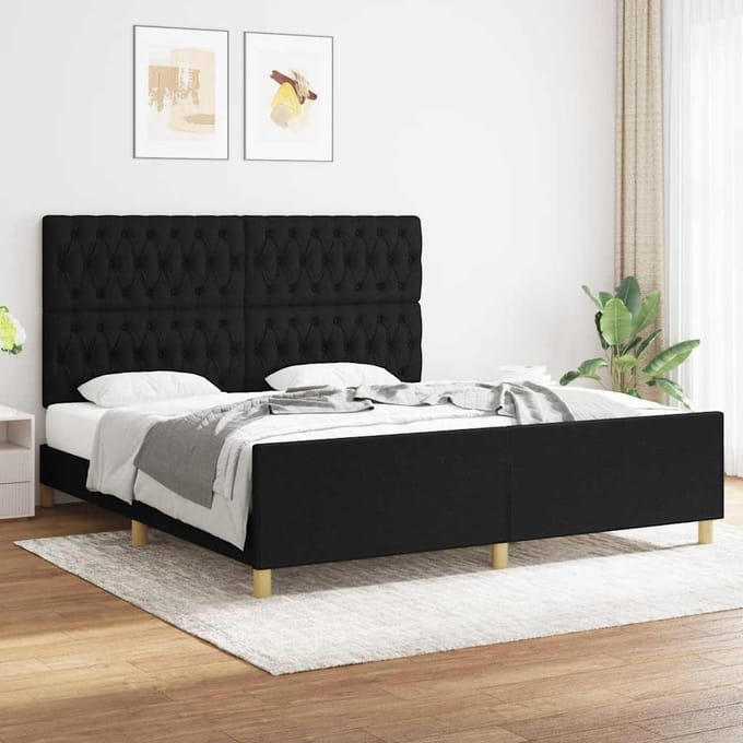 vidaXL - Bedframe - zonder - matras - stof - zwart - 180x200 - cm