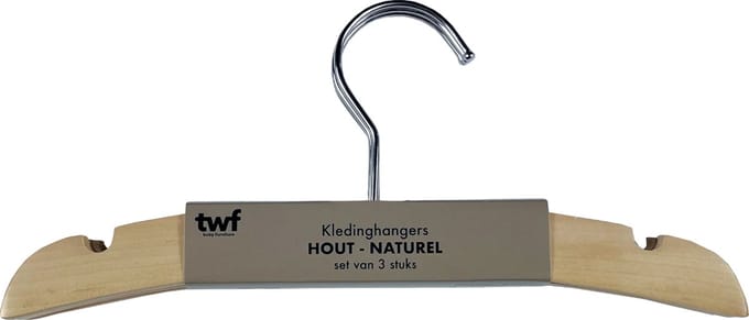 TWF Kledinghanger - 3 Stuks - Hout Naturel
