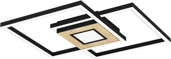 EGLO Marinello Plafondlamp - LED - 48,5 cm - Zwart|Bruin|Wit