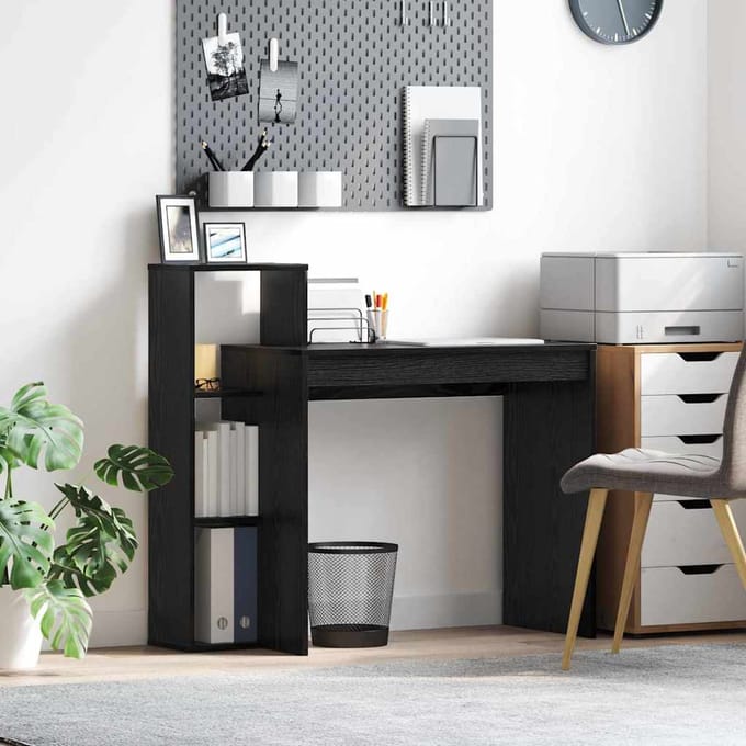 vidaXL - Bureau - Zwart - Eiken - Bewerkt - hout - 100 - x - 40 - x - 90 - cm