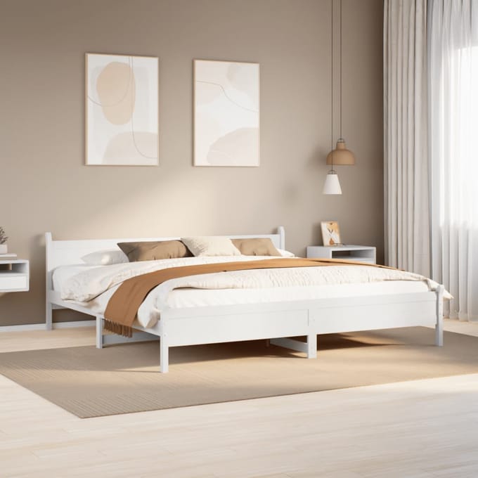 vidaXL - Bedframe - zonder - matras - massief - grenenhout - wit - 180x200 - cm