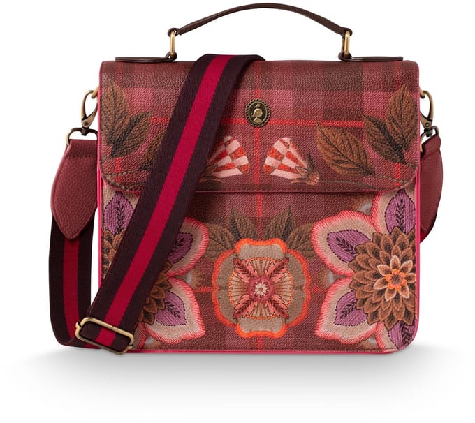Pip Studio - Frances - Flores Felices - Schoudertas - Rood - PU - 25x9x24cm