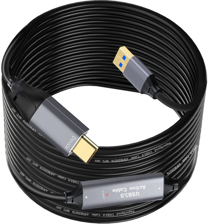 NÖRDIC USB A naar USB C kabel - USB 3.0 - 5Gbps - Geschikt voor Laptop, docking station, VR, Camera, Xbox en SSD - 10m