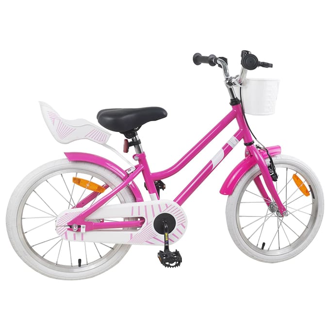 vidaXL - Kinderfiets - 18 - Inch - voor - 5-7 - jaar - oud - Donkerroze