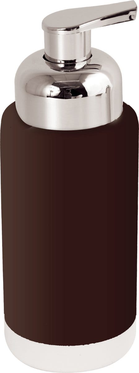 MSV Zeeppompje/dispenser Enzo - keramiek - donkerbruin/zilver - 6.5 x 18 cm - 275 ml