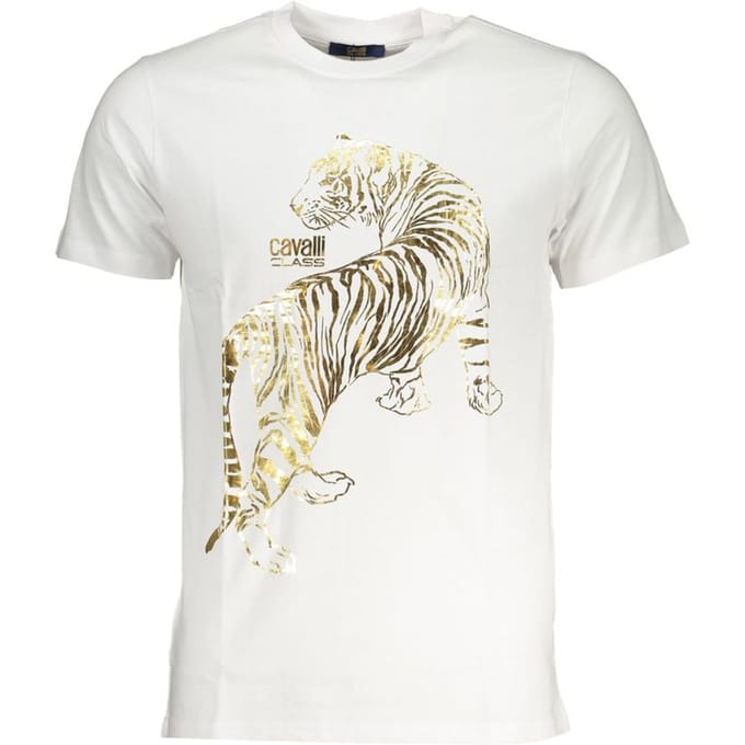 Cavalli Class Bianco Katoenen Heren T-Shirt