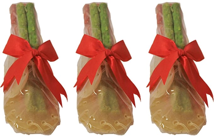 Kerst kauwschoen gevuld met munchy - per 3 stuks - 15 cm