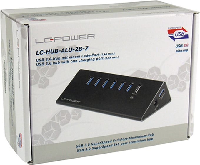 LC Power LC-HUB-ALU-2B-7 LC-HUB-2B-7 USB-hub 6 poorten USB-A USB 3.0 5 GBit/s Zwart